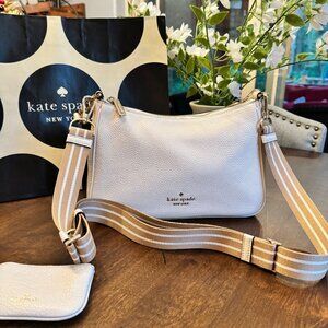 Kate Spade Rosie Shoulder Bag Pebbled Leather Purse - Parchment / Tan KF086